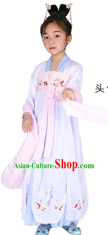 China Ancient Goddess Chang E Clothing Top Children Halloween Fancy Ball Costume Cosplay Fairy Dress