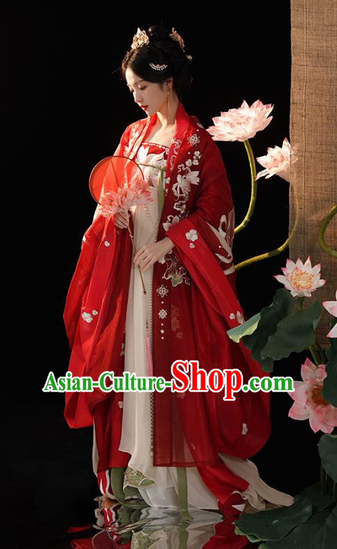 China Ancient Noble Beauty Clothing Tang Dynasty Empress Costumes Traditional Embroidered Hanfu Dresses